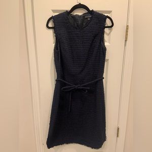 Brooks Brothers | Navy Metallic Shift Dress with Belt I Size 8